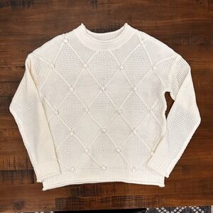 STACCATO Ivory Argyle Sweater Small NWOT‎